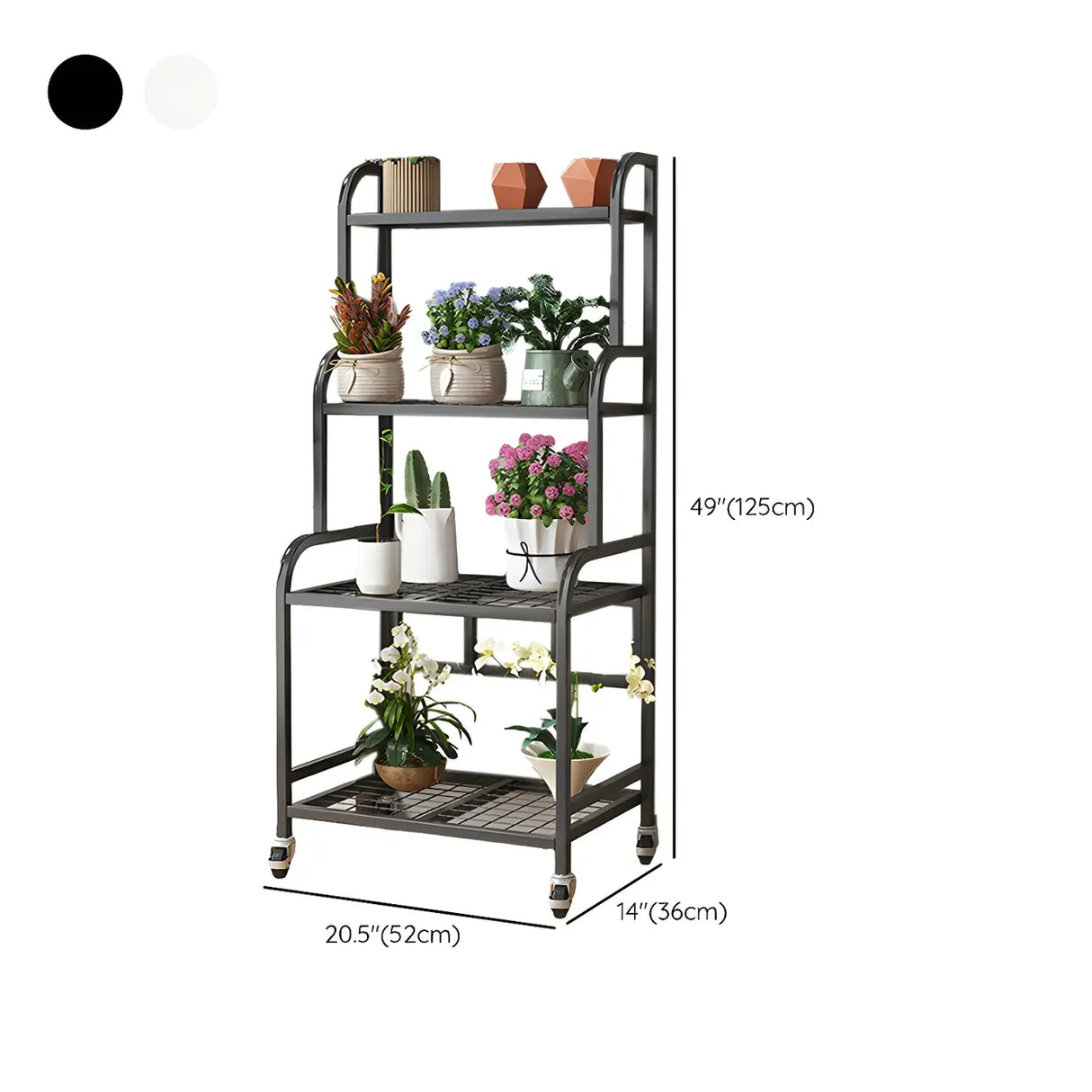 Stylish Rectangle Metal Black Plant Stand with Wheels Image - 30