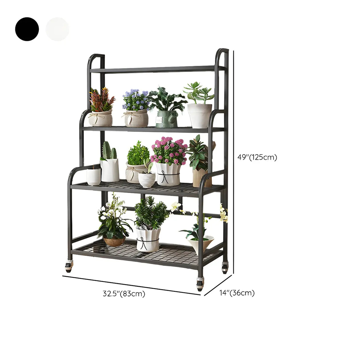 Stylish Rectangle Metal Black Plant Stand with Wheels Image - 32