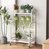 Stylish Rectangle Metal Black Plant Stand with Wheels Image - 4
