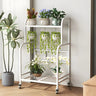 Stylish Rectangle Metal Black Plant Stand with Wheels Image - 4