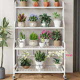 Stylish Rectangle Metal Black Plant Stand with Wheels Image - 6