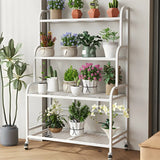 Stylish Rectangle Metal Black Plant Stand with Wheels Image - 7