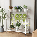 Stylish Rectangle Metal Black Plant Stand with Wheels Image - 7