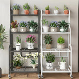 Stylish Rectangle Metal Black Plant Stand with Wheels Image - 8