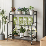 Stylish Rectangle Metal Black Plant Stand with Wheels Image - 9