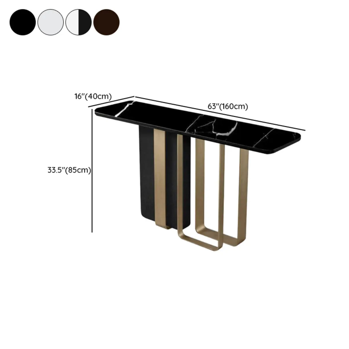 Stylish Rectangular Marble Top Iron Base Console Table Image - 15