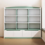 Stylish Rectangular Wooden Closed Bookcase Pink-White Image - 11