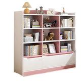 Stylish Rectangular Wooden Closed Bookcase Pink-White Image - 19