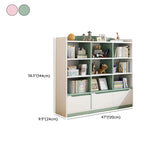 Stylish Rectangular Wooden Closed Bookcase Pink-White Image - 21