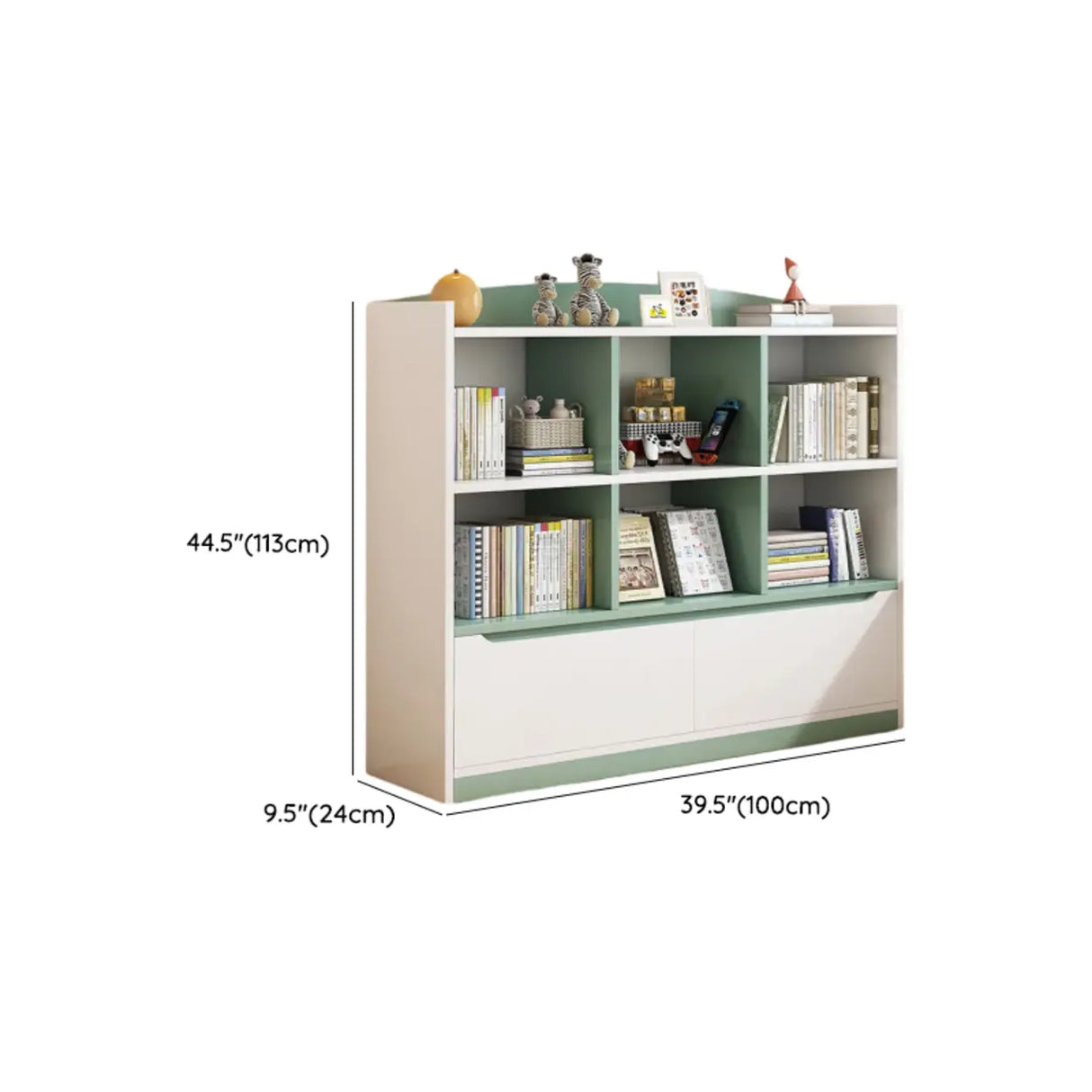 Stylish Rectangular Wooden Closed Bookcase Pink-White Image - 24