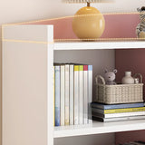 Stylish Rectangular Wooden Closed Bookcase Pink-White Image - 9
