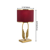 Stylish Red Fabric Drum Shade Art Metal Base Table Lamp #size