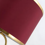 Stylish Red Fabric Drum Shade Art Metal Base Table Lamp Image - 9