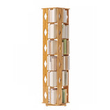 Stylish Rotating Square Wood Narrow Storage Bookcase Image - 12