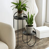 Stylish Round Metal 2 Tiers Black Sled Base Plant Stand Image - 1