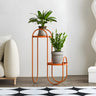 Stylish Round Metal 2 Tiers Black Sled Base Plant Stand Image - 9