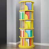 Stylish Round Revolver Tower Wooden Storage Bookcase Image - 11