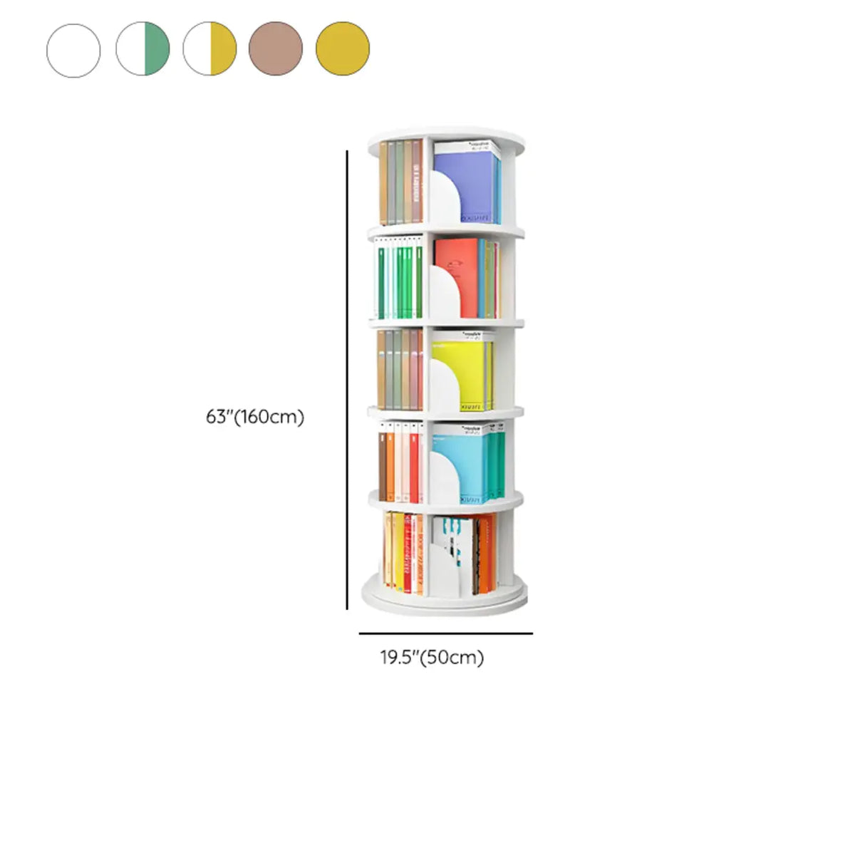 Stylish Round Revolver Tower Wooden Storage Bookcase Image - 28
