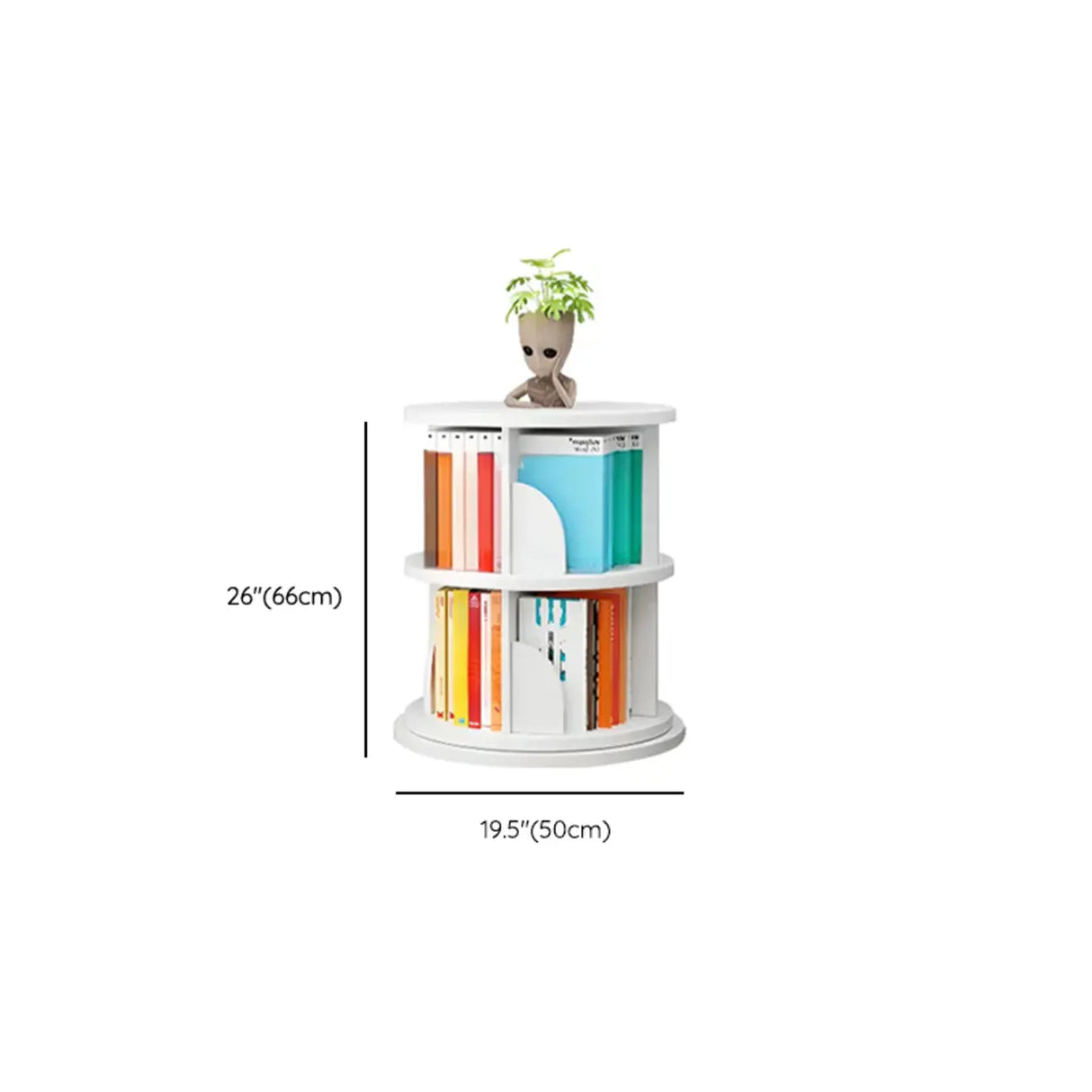Stylish Round Revolver Tower Wooden Storage Bookcase Image - 31