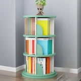 Stylish Round Revolver Tower Wooden Storage Bookcase Image - 6