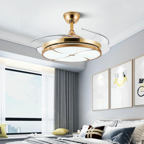 Stylish Round Transparent 4 Blade Ceiling Fan Light Image - 1