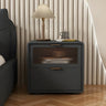 Stylish Rounded Wood White Leather Drawer Storage Nightstand Image - 14