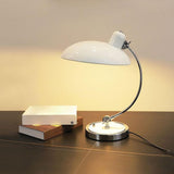 Stylish Silver Metal Curved Arm Bowl-Shaped Table Lamp Image - 12