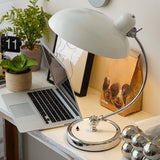 Stylish Silver Metal Curved Arm Bowl-Shaped Table Lamp Image - 13