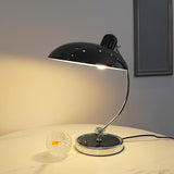 Stylish Silver Metal Curved Arm Bowl-Shaped Table Lamp Image - 4