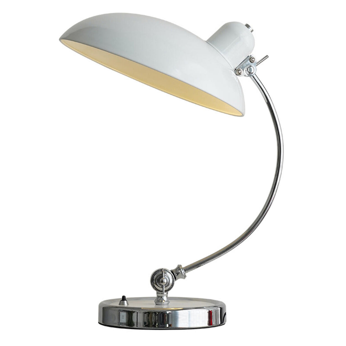 Stylish Silver Metal Curved Arm Bowl-Shaped Table Lamp Image - 5