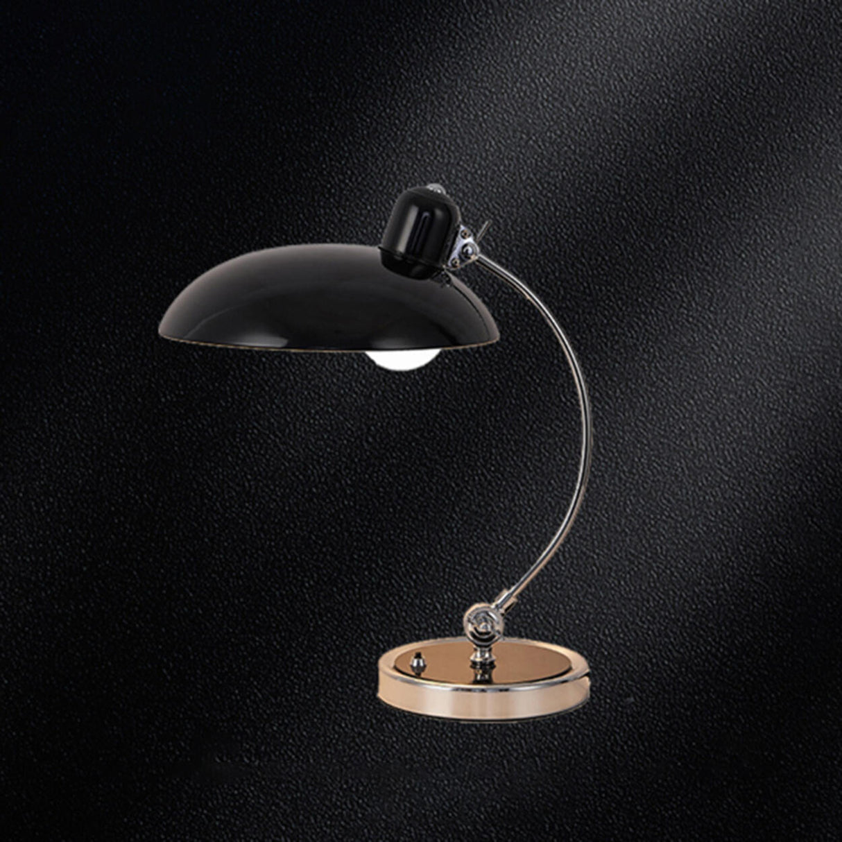Stylish Silver Metal Curved Arm Bowl-Shaped Table Lamp Image - 6