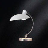 Stylish Silver Metal Curved Arm Bowl-Shaped Table Lamp Image - 7