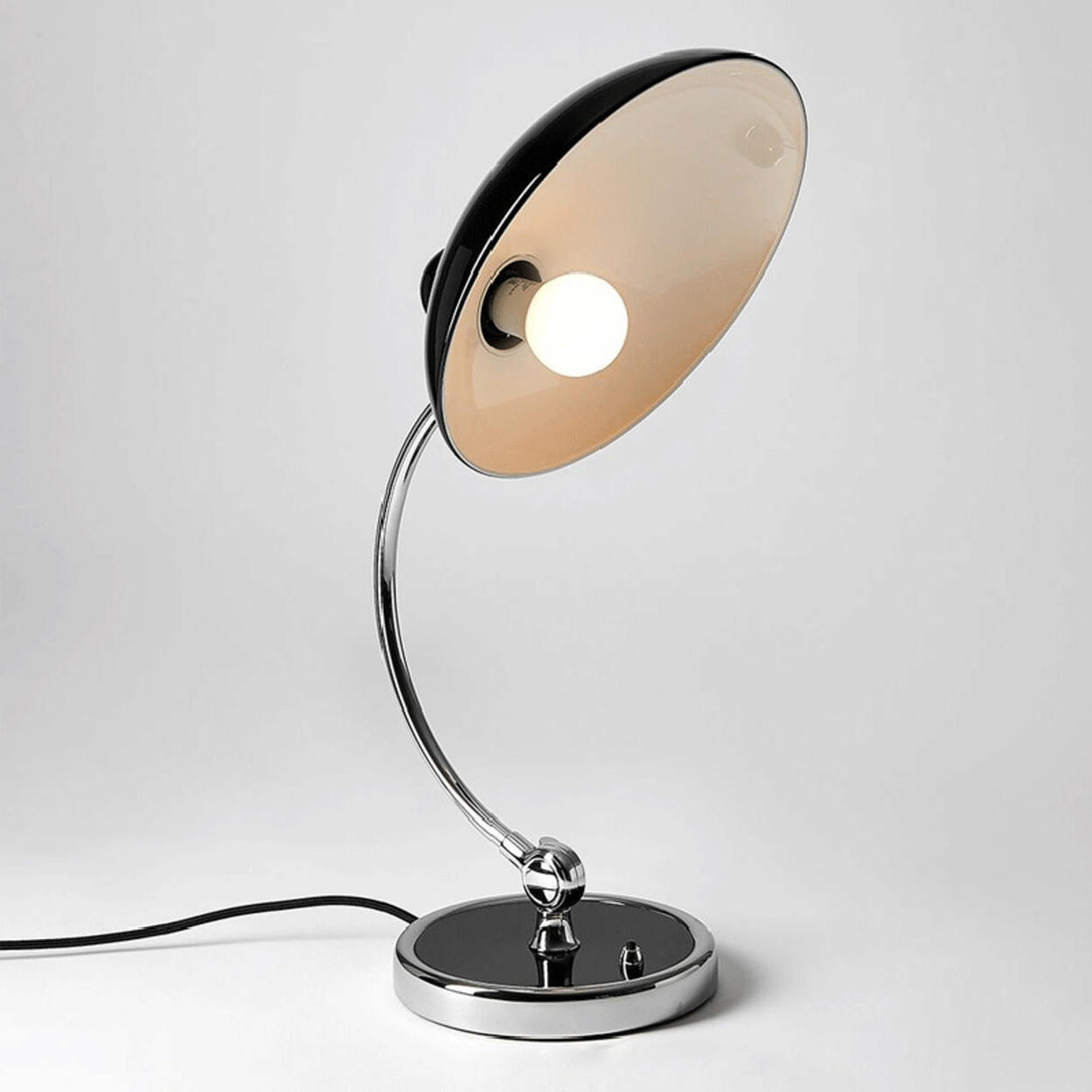 Stylish Silver Metal Curved Arm Bowl-Shaped Table Lamp Image - 8