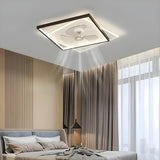 Stylish Simple Square Flush Ceiling Fan with Light Image - 1