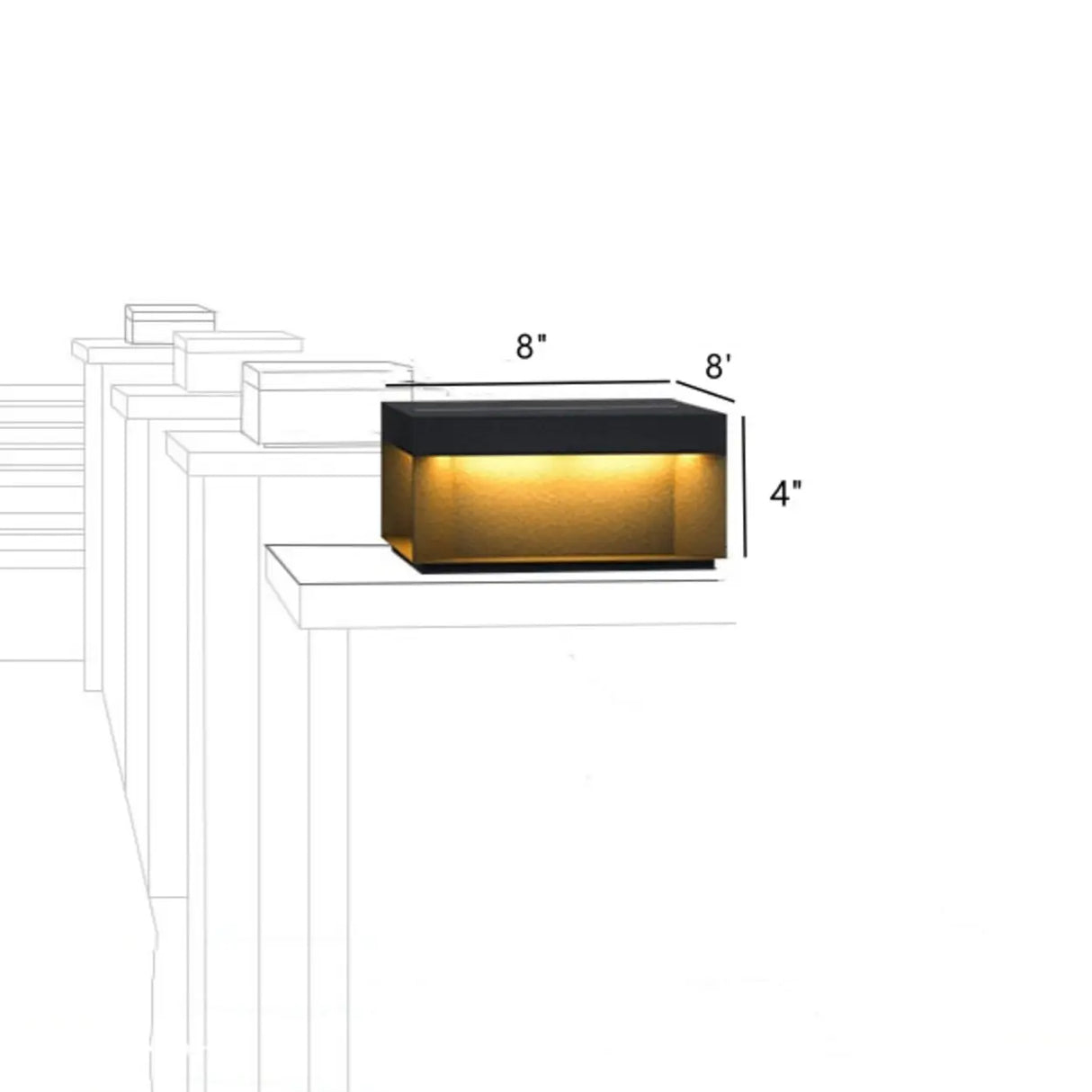 Stylish Solar Rectangular Cube Metal Outdoor Lamp 
