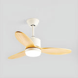 Stylish Solid Wood 3-Blade LED Ceiling Fan with Light Image - 11