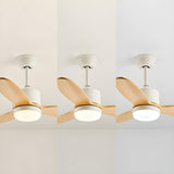 Stylish Solid Wood 3-Blade LED Ceiling Fan with Light Image - 15
