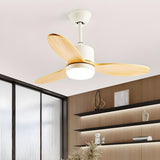 Stylish Solid Wood 3-Blade LED Ceiling Fan with Light Image - 19