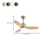 Stylish Solid Wood 3-Blade LED Ceiling Fan with Light #size