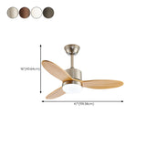 Stylish Solid Wood 3-Blade LED Ceiling Fan with Light Image - 22