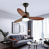 Stylish Solid Wood 3-Blade LED Ceiling Fan with Light Image - 5