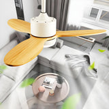Stylish Solid Wood 3-Blade LED Ceiling Fan with Light Image - 8
