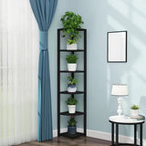 Stylish Triangular 5-Tier Wood Corner Plant Stand White Image - 27