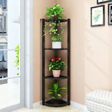 Stylish Triangular 5-Tier Wood Corner Plant Stand White Image - 29
