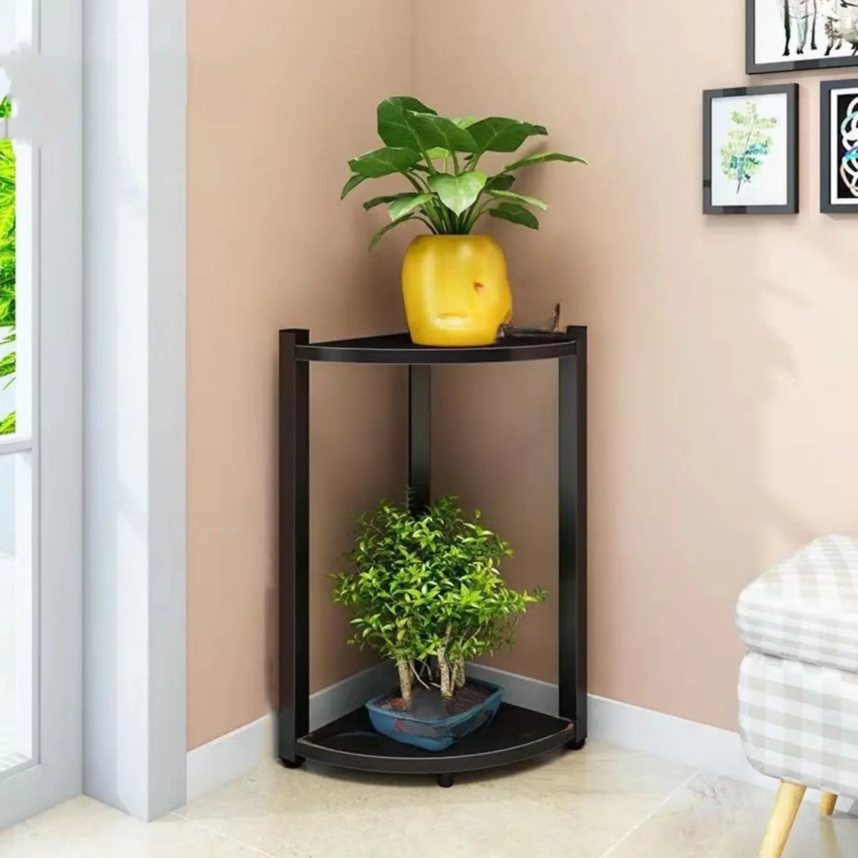 Stylish Triangular 5-Tier Wood Corner Plant Stand White Image - 31