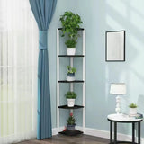 Stylish Triangular 5-Tier Wood Corner Plant Stand White Image - 33