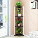 Stylish Triangular 5-Tier Wood Corner Plant Stand White Image - 34