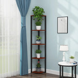 Stylish Triangular 5-Tier Wood Corner Plant Stand White Image - 4