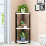 Stylish Triangular 5-Tier Wood Corner Plant Stand White Image - 40