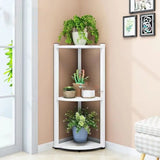 Stylish Triangular 5-Tier Wood Corner Plant Stand White Image - 44